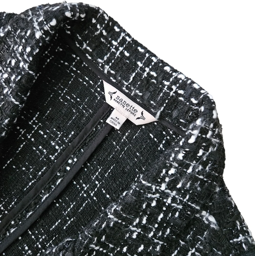 Nanette Lepore Black & White Tweed Blazer Jacket - Picture 3 of 5